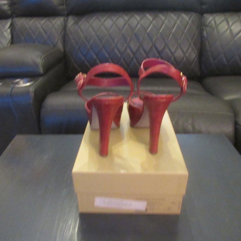 SERGIO ROSSI- Raspberry Patent, Peeptoe, Platform Sandals ~ Size 10 - Picture 4 of 13
